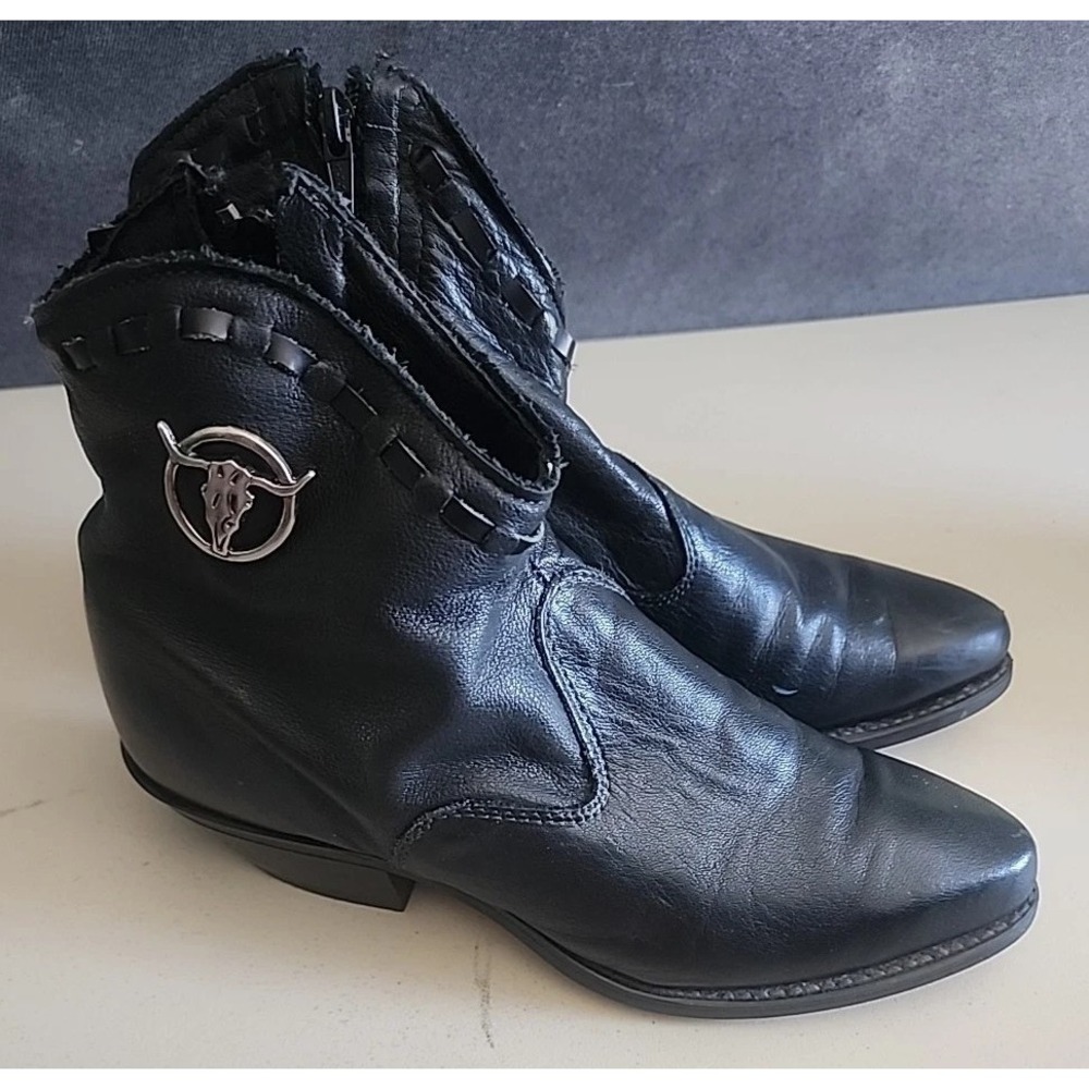 CAPEZIO Womens Size 6.5 M Black Leather Zip Cowboy Western Ankle Boots